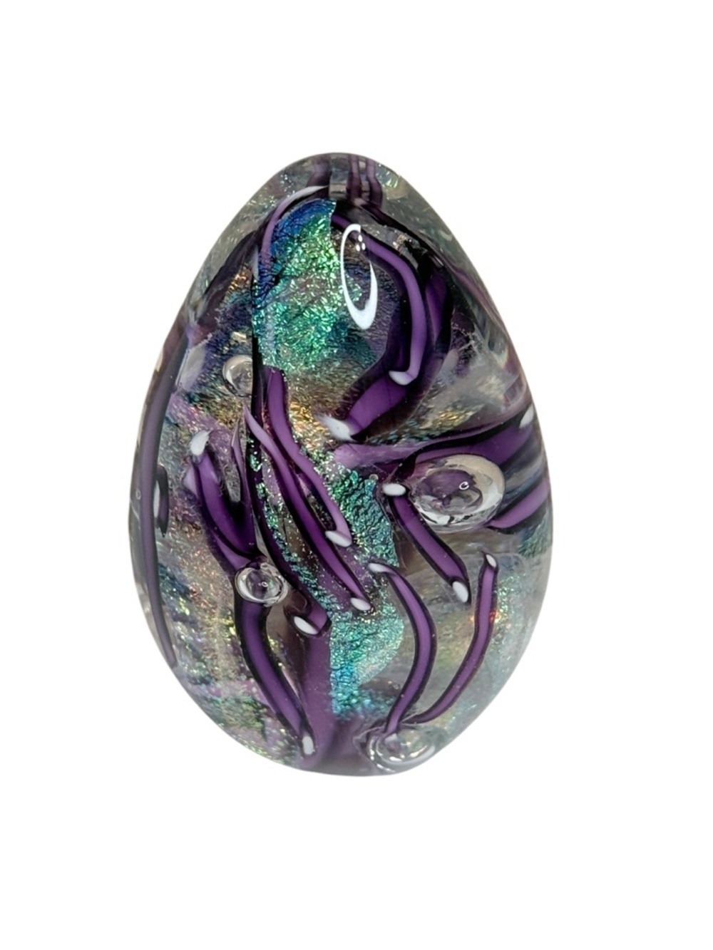 Glass Eye Studio (GES) dichroic art glass egg paperweight decor - Picture 3 of 4